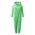 thumbnail image 5 of Bcresic Womens Onesie Pajamas Plush Hooded Jumpsuit Sherpa Fuzzy Pajama Long Sleeve Nightgowns Cute Cat Winter Warm Rompers Zipper Sleepwear for Women Clearance Saving,Mint Green,XX-Large, 5 of 6