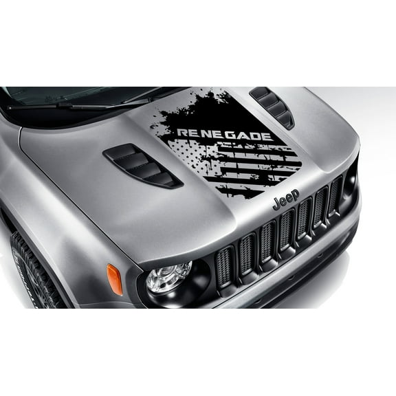 Collectible Decals Distressed American Flag Blackout Hood Vinyl Decal For Renegade BU 2015 