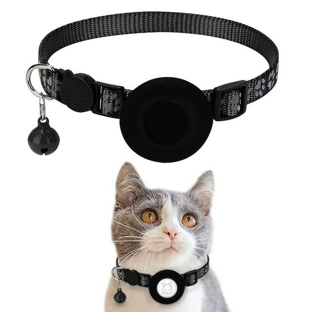 Collier pour Chat avec Airtag Imprimé, Collier Réfléchissant Réglable avec Support Airtag, 1 cm de Largeur, Nourriture Douce pour Petit Chien, Attache pour Chat, Vendredi, Chien et Nœud Papillon