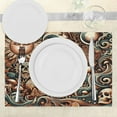 thumbnail image 3 of Ambesonne Boho Esoteric Place Mats Set of 4, Hidden Woodland Skull, Standard Size, Cream Paprika Cadet Blue, 3 of 5