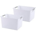 thumbnail image 1 of HANAMYA Organisateur de Panier de Rangement avec Poignée de 20 Litres en Blanc (Lot de 2), 1 of 4