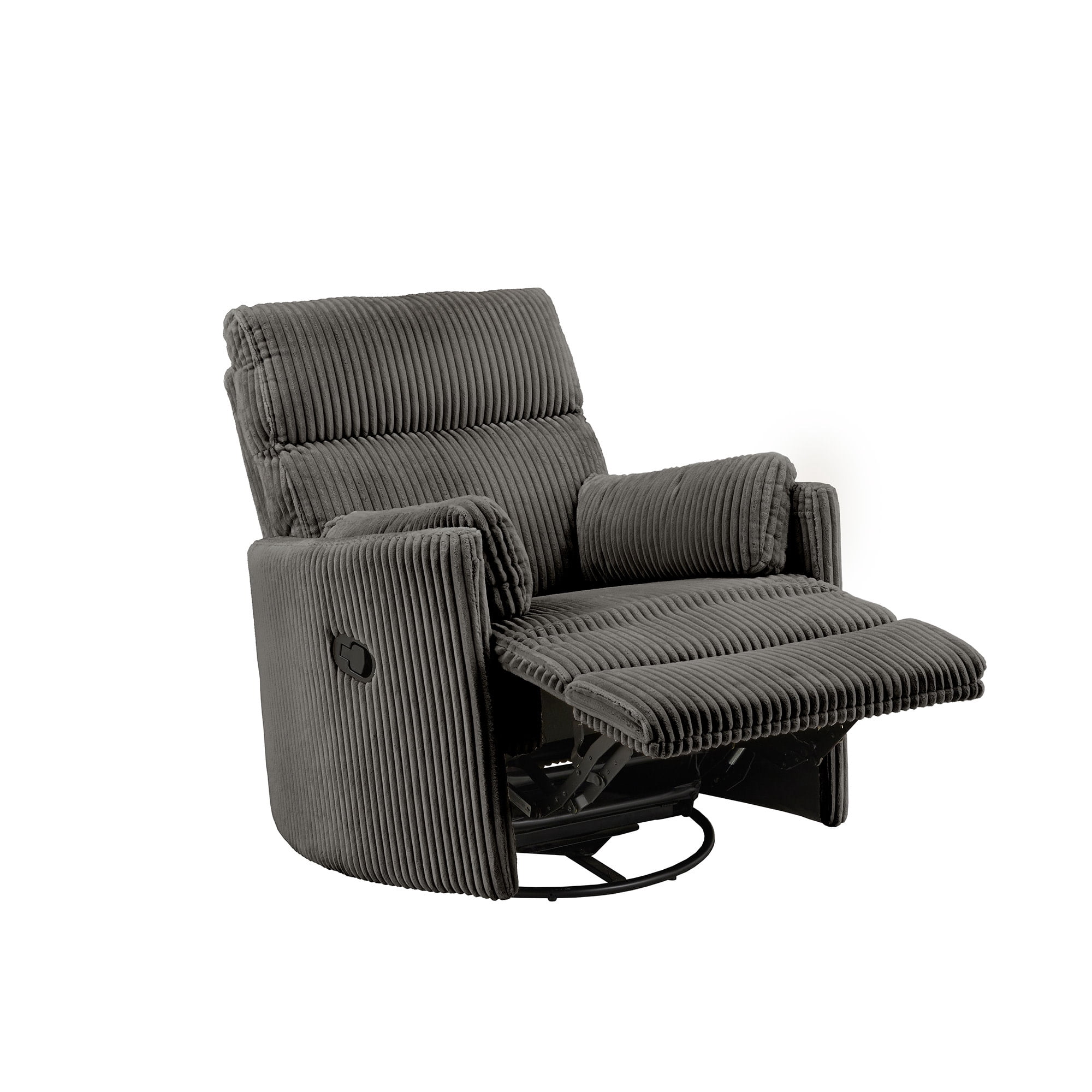 Weston Home Sloan Plush Corduroy Fabric Manual Swivel Glider Recliner, Dark Gray