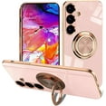 thumbnail image 1 of czcpp-Electroplated Magnetic Ring Holder Case for Samsung Galaxy A56 5G, 360 Degree Rotation Metal Anti-Drop Finger Ring Holder Magnet Car Holder Soft Slim Silicone Shockproof Cover - Light Pink, 1 of 4