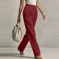 thumbnail image 6 of Oiangi Womens Dress Pants High Waisted Button Pleated Work Pant Fall Casual Business Straight Leg Trousers with Pockets Wine S, 6 of 9