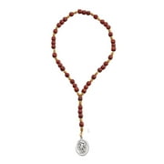 Saint St Michael Chaplet Rosary with Cherry Wood Beads and Medal, 10 Inch
