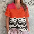 thumbnail image 2 of Dyfzdhu Summer Blouses for Women Casual Short Sleeve Striped Ruffled V Neck Linen Shirt Flowy Lightweight Loose Fit Summer Tops Hot Pink, 2 of 3