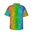 thumbnail image 3 of Fotbe Glitter Rainbow Hawaiian Shirt for Men Unisex Summer Beach Casual Short Sleeve Cotton Linen Button Down Shirts-Medium, 3 of 9