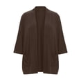 thumbnail image 5 of Stamzod Plus Size Women's Cardigans 3/4 Sleeve Open Front Cardigan with Pocket 2026 Casual Fall Clothes Brown XXXXL, 5 of 9