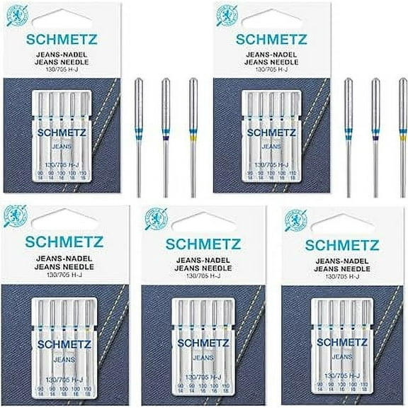 Teamwork Schmetz Jean & Denim Sewing Machine Needles- Sizes (2) 14/90, (2) 16/100, (1) 18/110