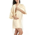thumbnail image 4 of snilers Silk Robes for Women Satin Kimono Bathrobe Glitters Bridesmaid Letter Print Sleepwear Wedding Party 3/4 Sleeve Nightgown, 4 of 6