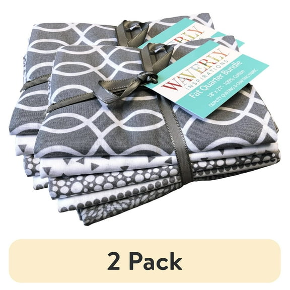(2 pack) Waverly Inspirations 100% Cotton 18" x 21" Fat Quarter Steel Fabric Bundles, 5 Pieces