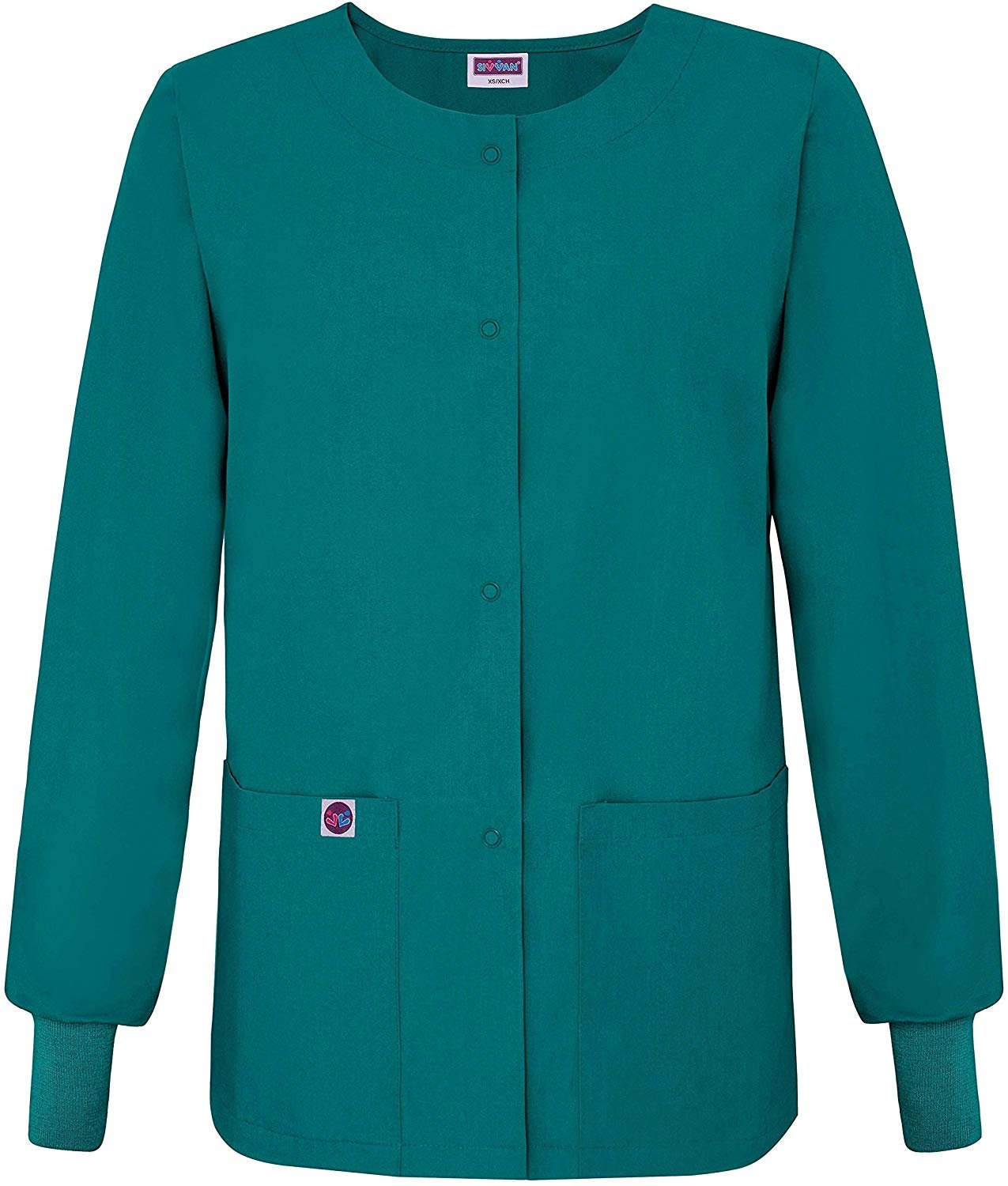 Sivvan Women’s Scrub WarmUp Jacket/Front Snaps Round Neck Walmart