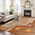 thumbnail image 3 of Summer Beach Washable Area Rug 8 x 10 ft Ocean Waves Starfish Shell Conch Coastal, Soft Non Slip Rugs Stain Repellent Indoor Felt Carpet for Living Dining Room Bedroom Home Office, 3 of 9