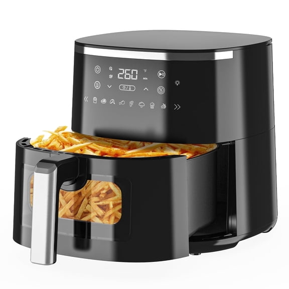 Air Fryer 4.5QT Toaster Oven, Kitchen Appliances with 8 Cooking Presets, 8-in-1 Max Crisp, Air Fry, Roast, Bake, Reheat and Dehydrate, 140°–400°F, Precise Heating Even Results for Kitchen