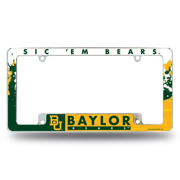 Baylor NCAA Bears Chrome Metal License Plate Frame with Bold Full Frame Design
