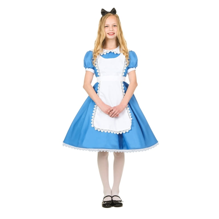 Atosa Costume Alice Per Bambina 3-4 Anni (98-115 Cm) - Vestito, Grembiule E Fiocco, 3 Pezzi, Azzurro