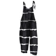 thumbnail image 3 of MKOSPLRT Girls Sleeveless Jumpsuit Adjustable Straps Striped Print Linen Blend Overalls with Pockets Ages 5 to 14, 3 of 10