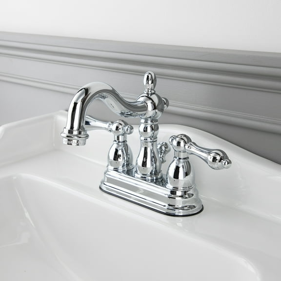 Victorian Centerset Bathroom Faucet with Metal Lever Handles