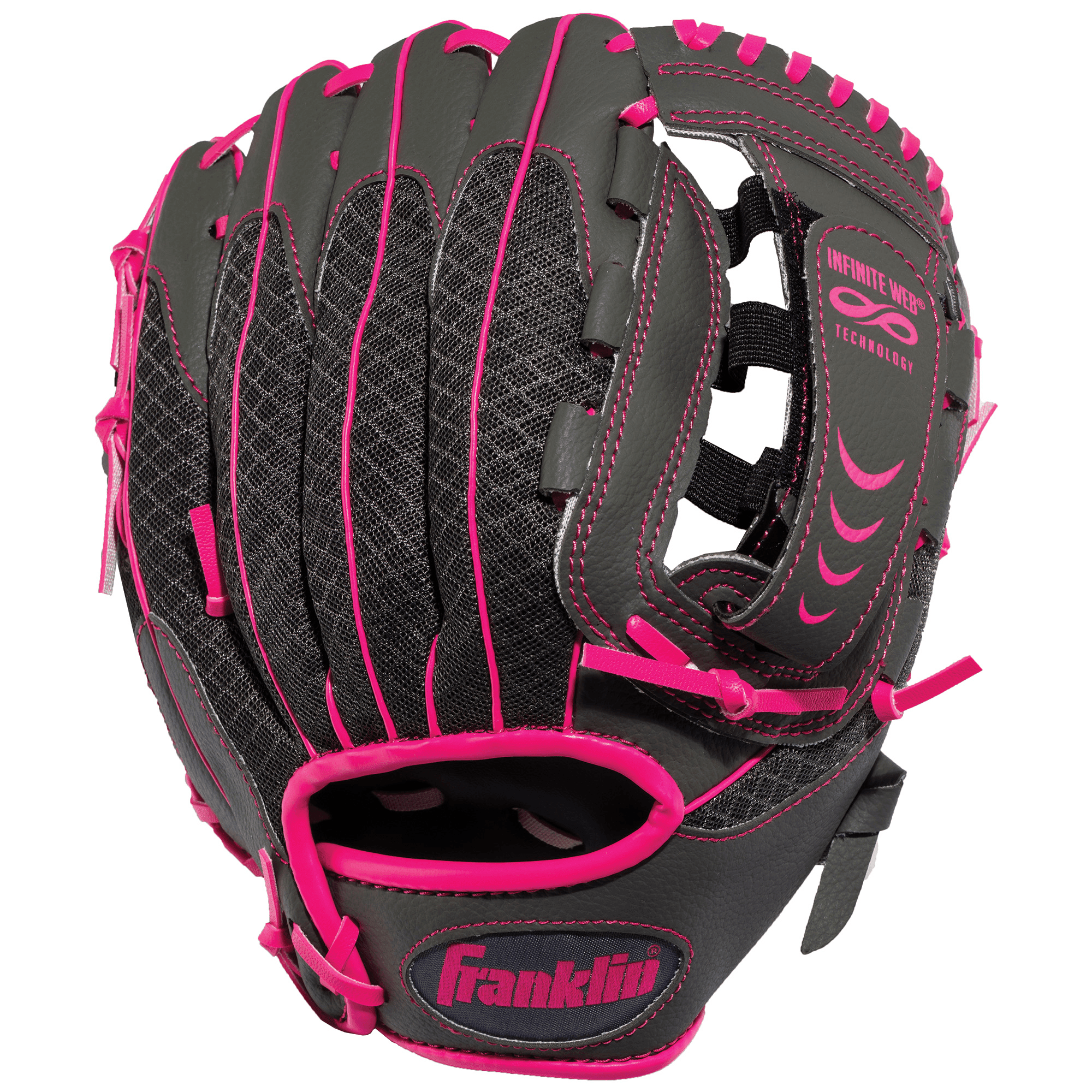 Franklin Sports Windmill Series Right Handed Fielding Glove Gray Pink 12 Inch 