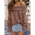 thumbnail image 6 of Womens Off The Shoulder Sweater Oversized Batwing Sleeve Loose Pullover Sweaters Tops, 6 of 13