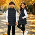 thumbnail image 5 of SERTGUTR Girls Longline Puffer Vest Hooded Sleeveless Full Zipper Quilted Side Pocket Snap Button Everyday School Winter Warm Outerwear, 5 of 9
