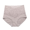 thumbnail image 1 of Women Solid Color V Neck High Waist Lace Abdominal Briefs, 1 of 2