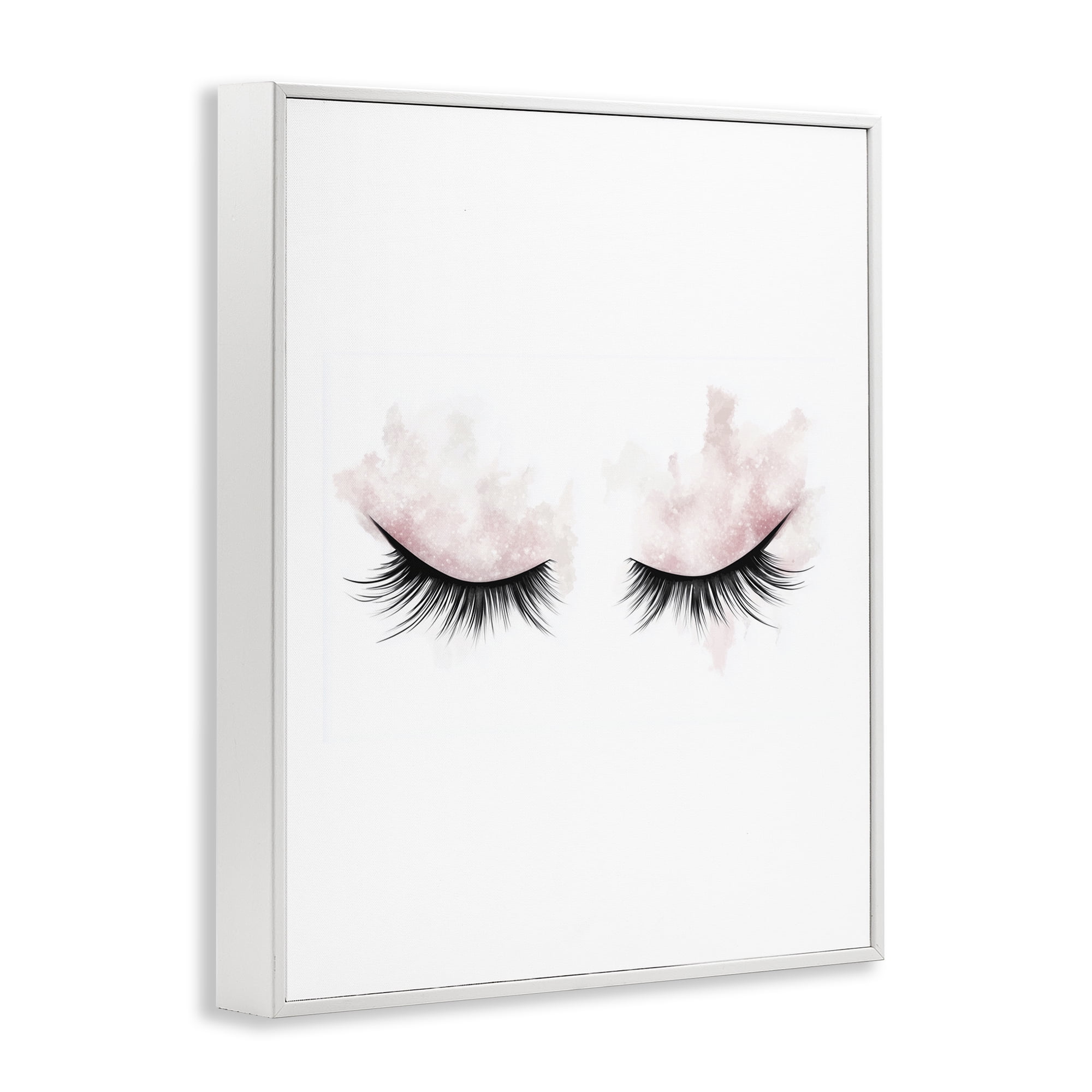 Pastel Pink Makeup & Lashes White Framed Giclee Art, design by Christine Simpson Art