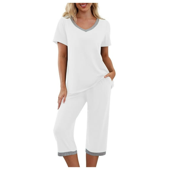 XINXIAOO Womens Home Clothes Short Sleeved Silk Like Pajamas Womens Summer Multicolor Suit Flannel Long Sleeve Pajamas for Women Women's Pajama Set Pajamas Women Size Women Button Pajamas Pajama Set