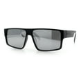 thumbnail image 5 of Kush Mens Bold Angular Line Flat Top Rectangle Plastic Sunglasses Shiny Black - Silver Mirror, 5 of 7