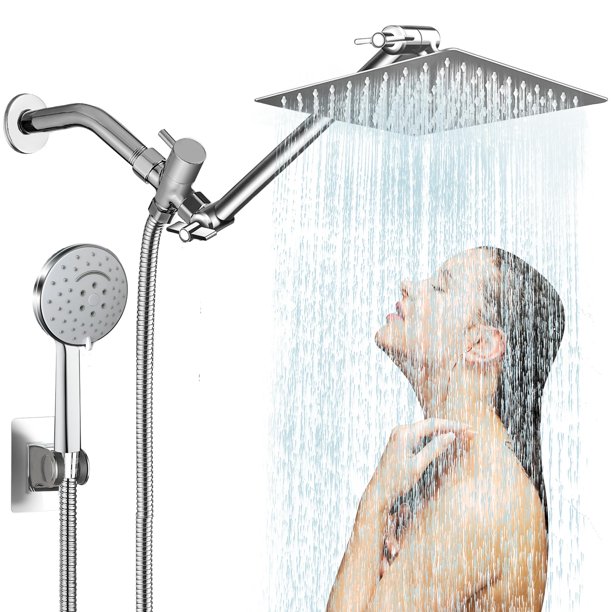 Combo de cabezal de ducha Jafeton Rainfall de 25 cm con dispositivo portátil 6 modos