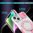 thumbnail image 3 of Allytech Magnetic Case for iPhone 13 with Lens Slide Cover, [Non-Slip] [Military Grade Protection] Slim Shockproof Ring Stand Case Support Wireless Charging, Pink+White, 3 of 10
