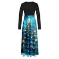 Christmas Dresses For Women Xmas Printed Zipper Long Sleeved Round Neck