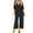Black, variant on Plus Size Romper Fashion Women V-Neck Three Quarter Sleeve Striped Loose Jumpsuit Playsuit Plus Size Jumpsuit(Black,XL)
