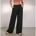 thumbnail image 4 of Women'S Wide Leg Suit Pants Loose Fit High Elastic Waisted Business Casual Long Trousers Pants Black XL, 4 of 7