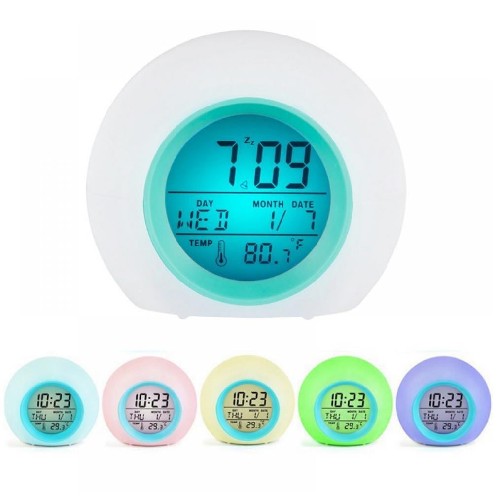 Wake Up Light Clock For Kids Child Toddler Adults 7 Colors Changing Alarm Clock 