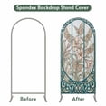 thumbnail image 4 of Floral Butterfly Arch Backdrop Cover 4 FT Retro Pink Floral Butterfly Green Glass Windows Stretchy Elastic Arch Stand Covers Spandex Arched Background Birthday Wedding Party Decoration (No Stand), 4 of 9