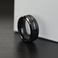 thumbnail image 3 of Classic Men Black Stainless Steel 8mm Polished Matte Brushed Finish Center Wedding Band Ring, Size 11, 3 of 5