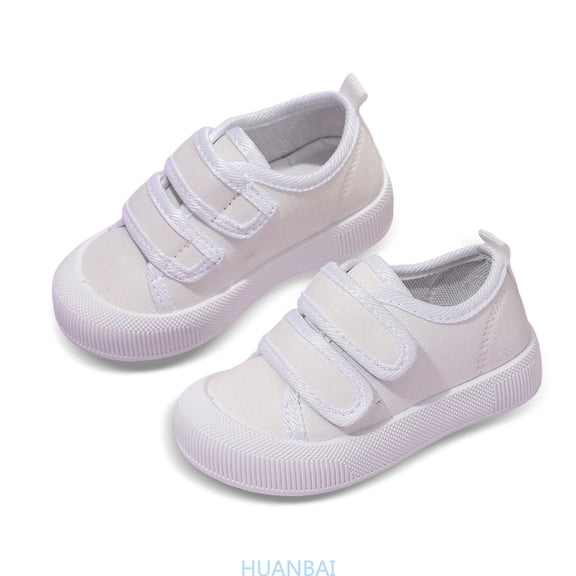 HUANBAI Breathable Kids Casual Sneakers Wide Toe Barefoot Feel Lightweight Walking Shoes For Boys Play ,(15-18 Months White) Size ,7