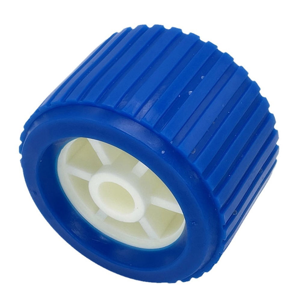 Boat Trailer Ribbed Wobble Roller 108x75x19mm Blue Plastic EVA Wheel for Yacht Kayak Loading