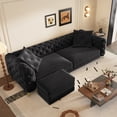 thumbnail image 2 of 97.7" 3-in-1 Convertible Sleeper Sofa, 28.4" Deep Seat Pull Out Sofa Bed, Button Tufted Modern Sofa, 4-Seater Couch with Movable Ottoman for Apartment, Office, Bedroom (Black), 2 of 11