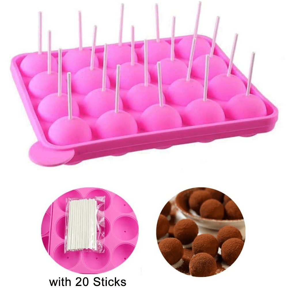 Silicone Cake Pop Baking Pan, 20 Round Shapes Silicone Lollipop Mold