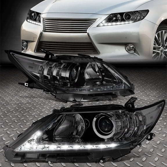 Nuvision for 13-15 Lexus ES300H ES350 OE Style LED DRL Projector Headlights Smoked/Clear