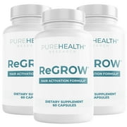 ReGrow Hair Activation Formula - Hair Growth Vitamins with Biotin and Saw Palmetto - Hair Loss Treatments for Women and Men - Thicker and Fuller Hair Supplement, PureHealth Research x3