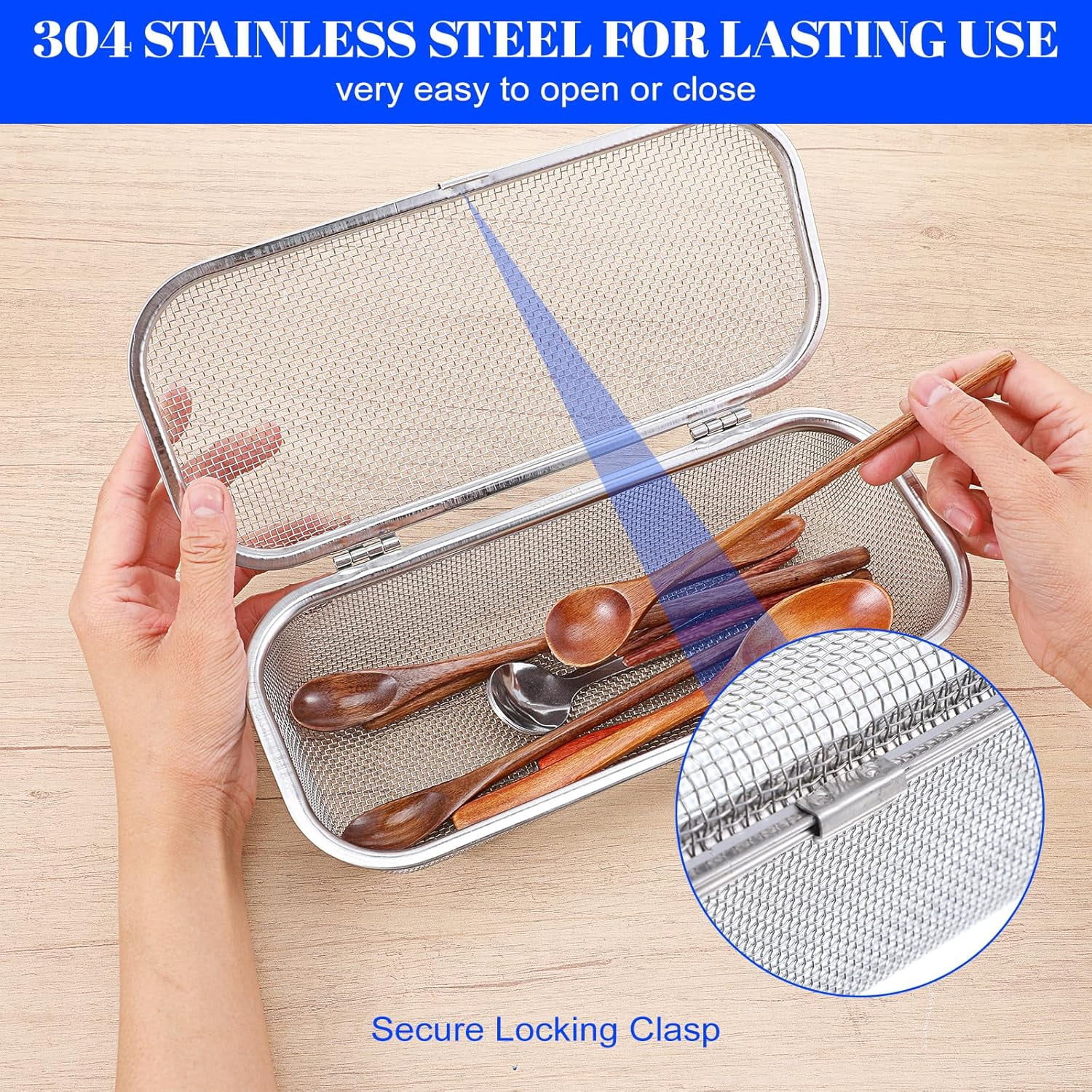 ABPETE Dishwasher Chopstick Basket for Small Items, Stainless Steel Utensil Holder for Dishwasher with Mesh Design, Replacement Silverware Organizer (10.4" L x 4.5" W x 3" H)