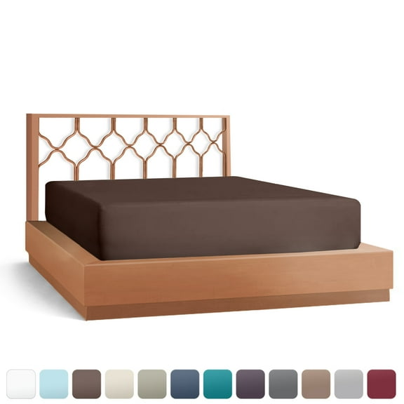 Empyrean Bedding Double Brushed Microfiber 14" - 16" Deep Pocket Fitted Sheet, King, Chocolate Brown