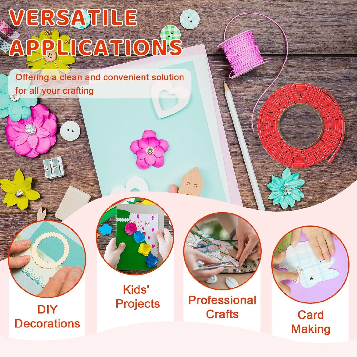 5 Roll Double Sided Foam Tape for Crafts 0.75 x 0.47 Inch Pre-Cut Foam Mounting Tape with 1 Acrylic Storage Box Square Foam Dots Double Sided Adhesive Fit Arts Sewing DIY (5 Roll White+Box)