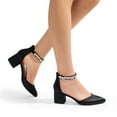 thumbnail image 4 of BURUDANI Women Heels Pumps Rhinestone Closed Toe Block Chunky Shoes, 4 of 7
