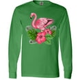 thumbnail image 3 of Inktastic Flamingo with Tropical Flowers Long Sleeve T-Shirt, 3 of 5