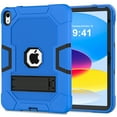 thumbnail image 2 of Feishell Case for iPad 10th Generation 10.9" 2022,Built-in with Kickstand,Three Layers Hybrid Heavy Duty Shockproof Rugged Impact Resistant Drop Protection Case Cover,Blue+Black, 2 of 9