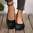 thumbnail image 4 of Verde Pisos Zapatos Mujeres de Moda Casual Tacón Bajo Hermoso Bowknot Zapatos Vintage Terciopelo Lujoso Material Detalles Elegantes Delicado Arco, 4 of 9